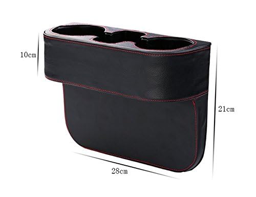 IOKONE Car Cup Holder  Auto Cup Drink Holders Multifunctional Auto Front Seat Organizer with PU Leather Cover  Gap Filler Storage Box Coin Bucket Console Side Pocket Cell Mobile Phone Holder (Black) - Image 5